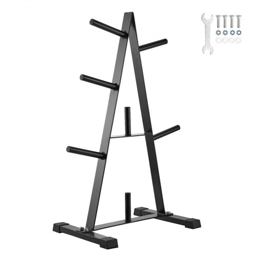 VEVOR Soporte para Discos de Pesas con Estructura en Forma A, Soporte para Discos de Pesas Estándar, Carga 227 kg, Soporte para Almacenar Pesas y Barras de Gimnasio en Casa, Negro, 690 x 375 x 930 mm