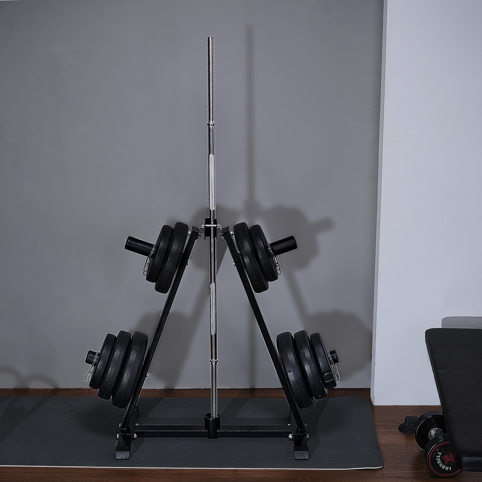 VEVOR Weight Plate Rack A-Frame Weight Plate Tree for 2-inch Weight Plates, Weight Plate Tree, 136 kg Load Capacity, Weight Storage Holder, Barbell Rack Storage Stand