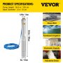 VEVOR Bombas de Agua Sumergible para Pozos de 750 W, Bomba Sumergible con Cable de 20 m, Bomba para Pozos para Riego de Tierra de Cultivo de Ciudades y Uso Doméstico, Altura de Entrega Máxima 69 m