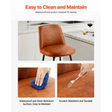 VEVOR Taburete de Bar con Respaldo y Estructura de Metal, Carga de 136,1 kg, Rotación de 360°, Asiento de 686 mm, para Cocina, Comedor, Isla de Cocina, Barra, Marrón, 495 x 550 x 980 mm, 2 uds