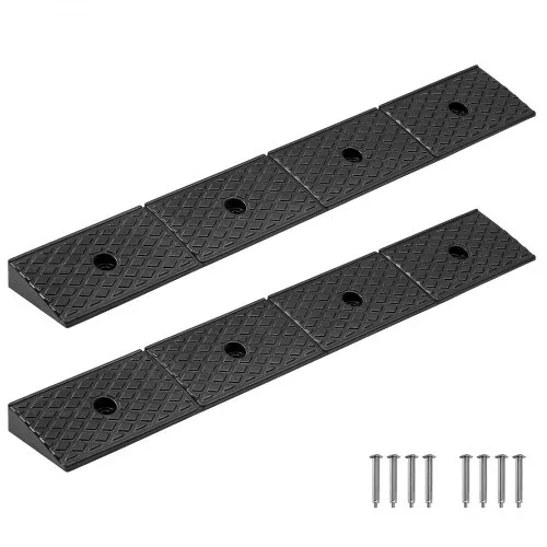 VEVOR Rampa de Goma para Bordillos 2 Piezas Puente de Bordillo Alto de 50,8 mm Carga de 15 T con Depósito de Drenaje, para Sillas de Ruedas, Motocicletas, Coches, Cortacéspedes, Remolques, Negro