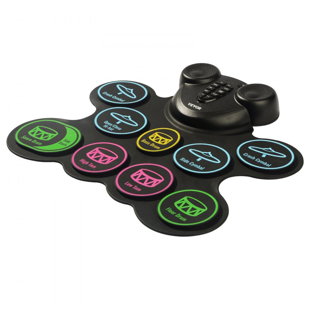 VEVOR Electronic Drum Set, 9 Pads, with Headphone Jack, Dual Pedals, Drumsticks, Integrated Dual Speakers, MIDI, Portable Instrument Toy for Children Ages 3 and Up