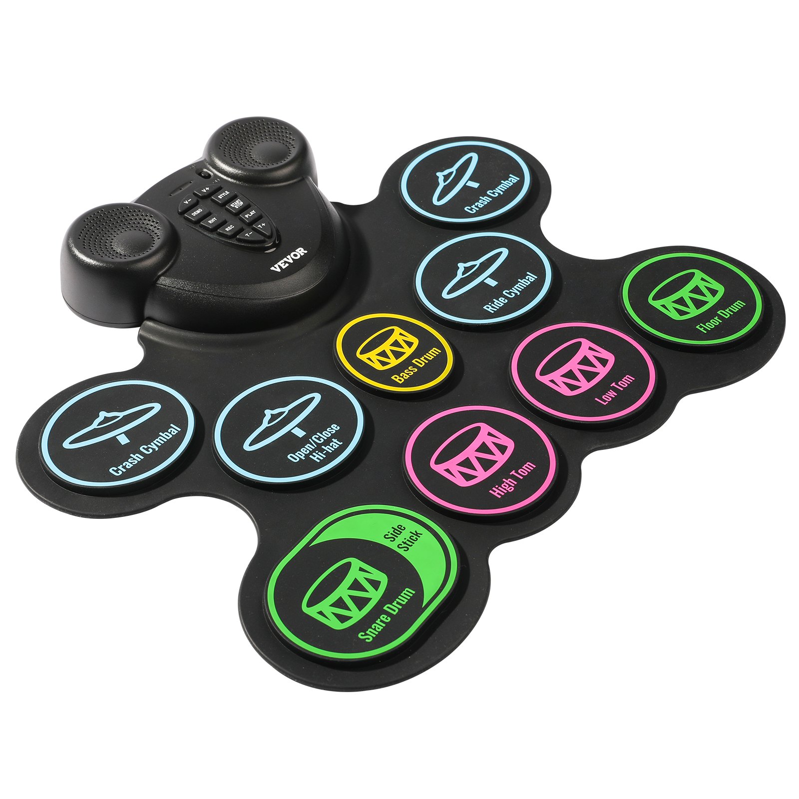VEVOR Electronic Drum Set, 9 Pads, with Headphone Jack, Dual Pedals, Drumsticks, Integrated Dual Speakers, MIDI, Portable Instrument Toy for Children Ages 3 and Up