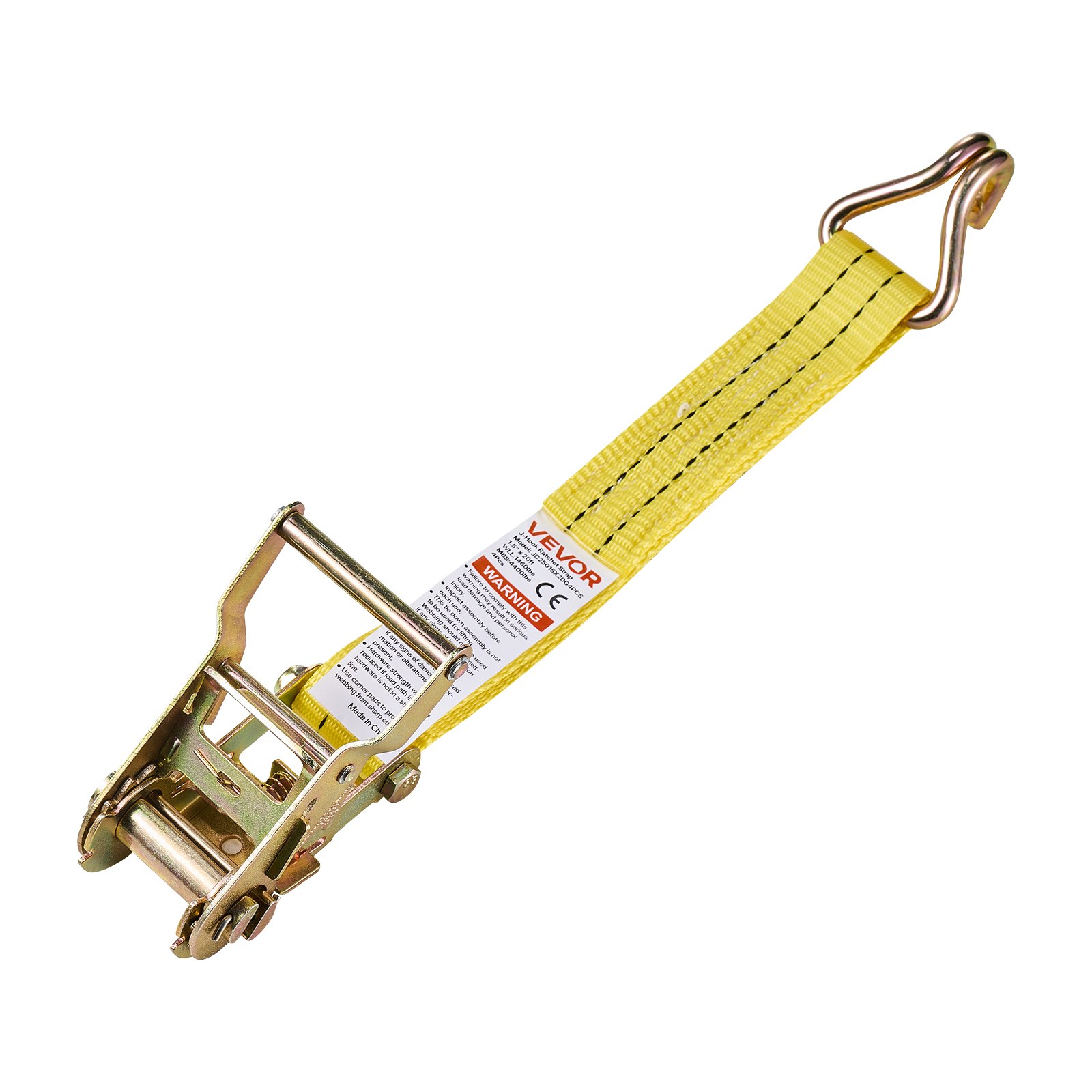 VEVOR Ratchet Straps, 38.1 mm x 6.1 m, Heavy Duty Tie Down Straps with Double J Hook, 2000 kg Break Strength, Carry Bag, Tie Down Ratcheting for Moving, Trailers, Motorcycles, Kayaks, Car Roof, 4 Pack