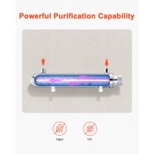 VEVOR 12 W Purificador de Agua Ultravioleta, 1 GPM, Filtro Purificador de Agua Ultravioleta Versátil para Toda la Casa con Carcasa de Acero Inoxidable, Funda de Cuarzo Apto para Ducha, Bebida