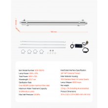 VEVOR 55W 12GPM Purificador de Agua Ultravioleta con Carcasa de Acero Inoxidable
