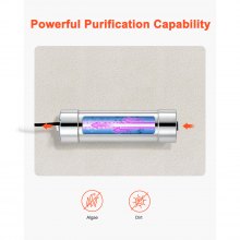 VEVOR 8 W Purificador de Agua Ultravioleta, 1 GPM, Filtro Purificador de Agua Ultravioleta Versátil para Toda la Casa con Carcasa de Acero Inoxidable, Funda de Cuarzo Apto para Ducha, Bebida