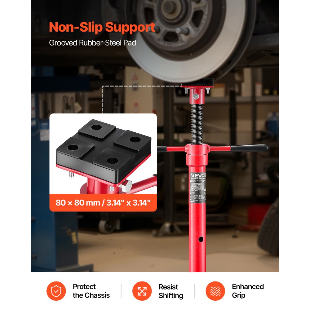 VEVOR Soporte de Elevación Inferior Capacidad de 2 t, Soporte para Debajo del Polipasto Elevación de 120-215 cm, Altura Ajustable en 4 Niveles, Acero al Carbono de Alta Resistencia para Garajes