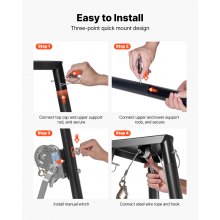 VEVOR Polipasto Trípode para Ciervos, Capacidad de Carga de 226,8 kg, Elevador con Cabrestante para Caza con Gabardina y Cabrestante Manual, Accesorio para Desollar y Limpiar Piezas de Caza, Negro