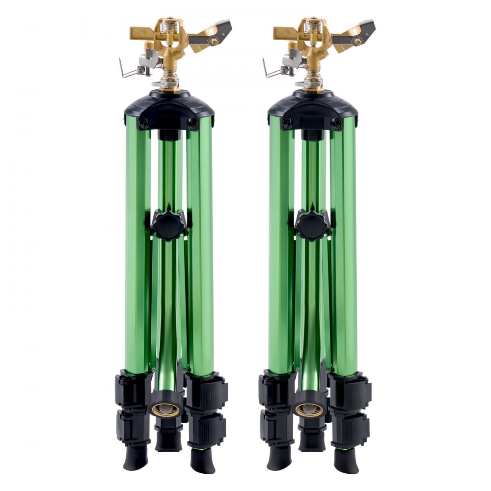VEVOR Aspersor de Impacto con Base de Trípode 2 Piezas, de Alta Resistencia, con Cabezal de Latón y Conector G3/4 pulgada, 360 Grados para Riego de Areas Grandes y Altura Ajustable para Jardín