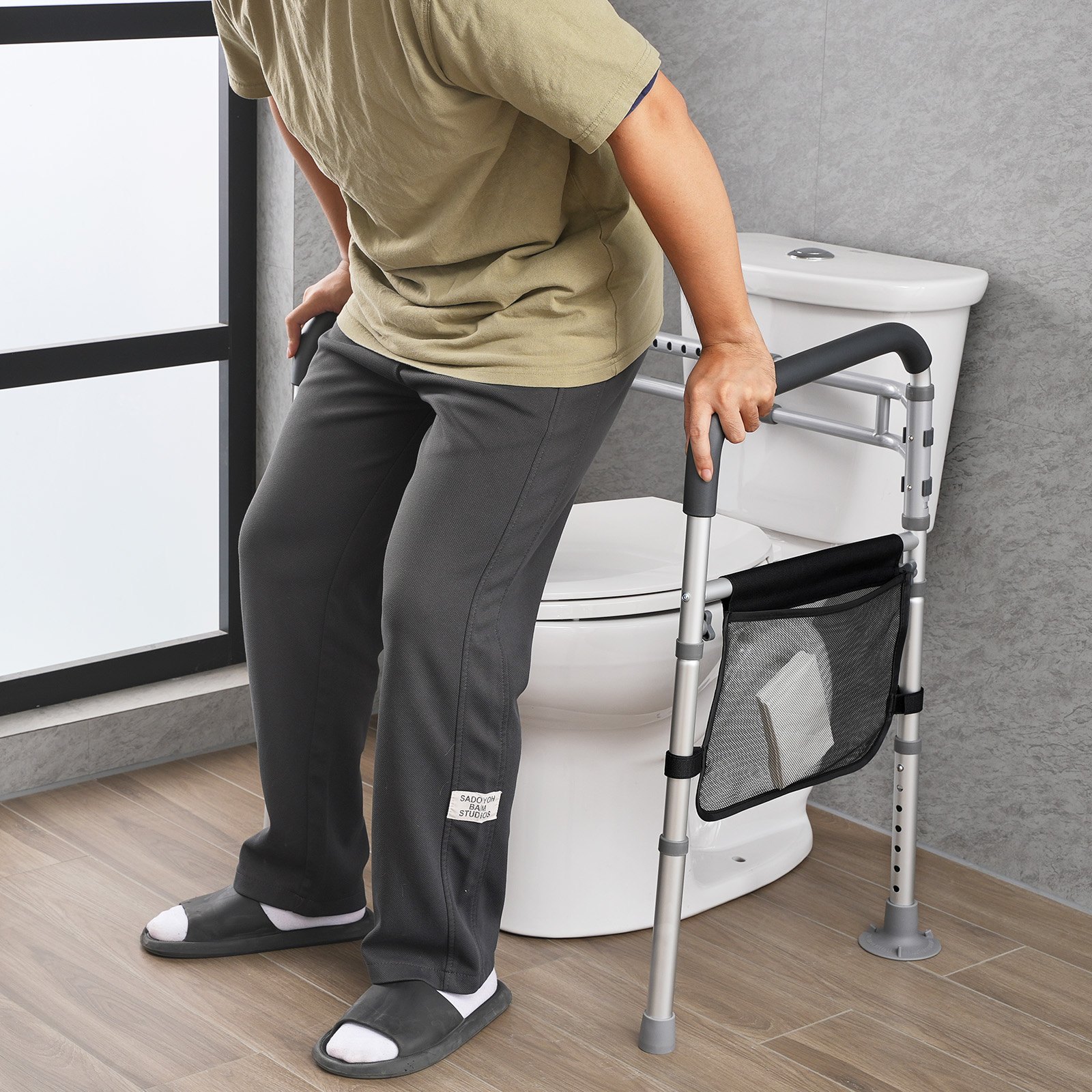 VEVOR Pasamanos de Seguridad para Inodoro Asiento de Inodoro Plegable 300 libras con Asas Antideslizantes Portátil y Versátil Tubo de Aleación de Aluminio para Personas Mayores, Mujeres Embarazadas