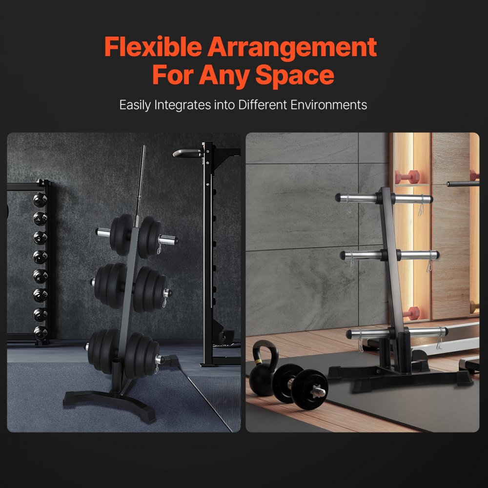 VEVOR Soporte para Discos de Pesas, Estructura en Forma de L, Carga de 454 kg, Soporte para Almacenar Discos de Pesas Estándar, Soporte para Barras de Gimnasio en Casa, Negro, 770 x 670 x 1025 mm