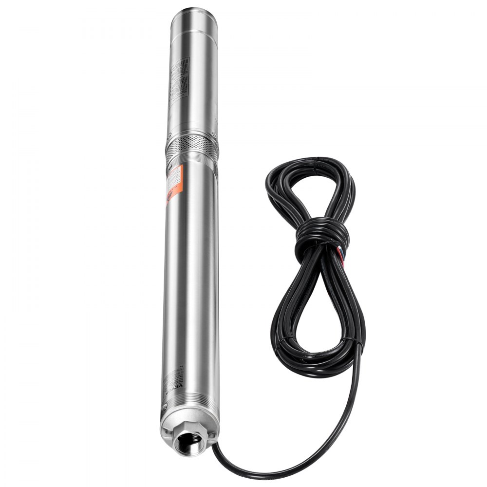 VEVOR Bomba Sumergible para Pozos Profundos con cable de 20 m, Caja de Control Externa Potencia de Entrada 750 W Caudal de 65 L/min, Altura de Elevación de 64 m para Riego Industrial y Uso Doméstico