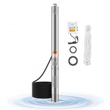 VEVOR Bomba Sumergible para Pozos Profundos con cable de 20 m, Caja de Control Externa Potencia de Entrada 750 W Caudal de 65 L/min, Altura de Elevación de 64 m para Riego Industrial y Uso Doméstico