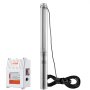 VEVOR Bomba Sumergible para Pozo Profundo, 1500W 230V 50Hz, 9,8 m³/h 108 m de Cabezal, con Cable de 19,4 m y Caja de Control Externa, Bombas de Agua de Acero Inoxidable para Uso Industrial, Riego y Doméstico, IP68 a Prueba de Agua