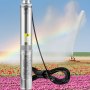 VEVOR Deep Well Submersible Pump, 750W 230V/50Hz, 100L/min 66 m Head Sand Resistant <5%, 20 m Electric Cord, 7.6 cm Stainless Steel Water Pumps for Industrial, Irrigation & Home Use, IP68 Waterproof