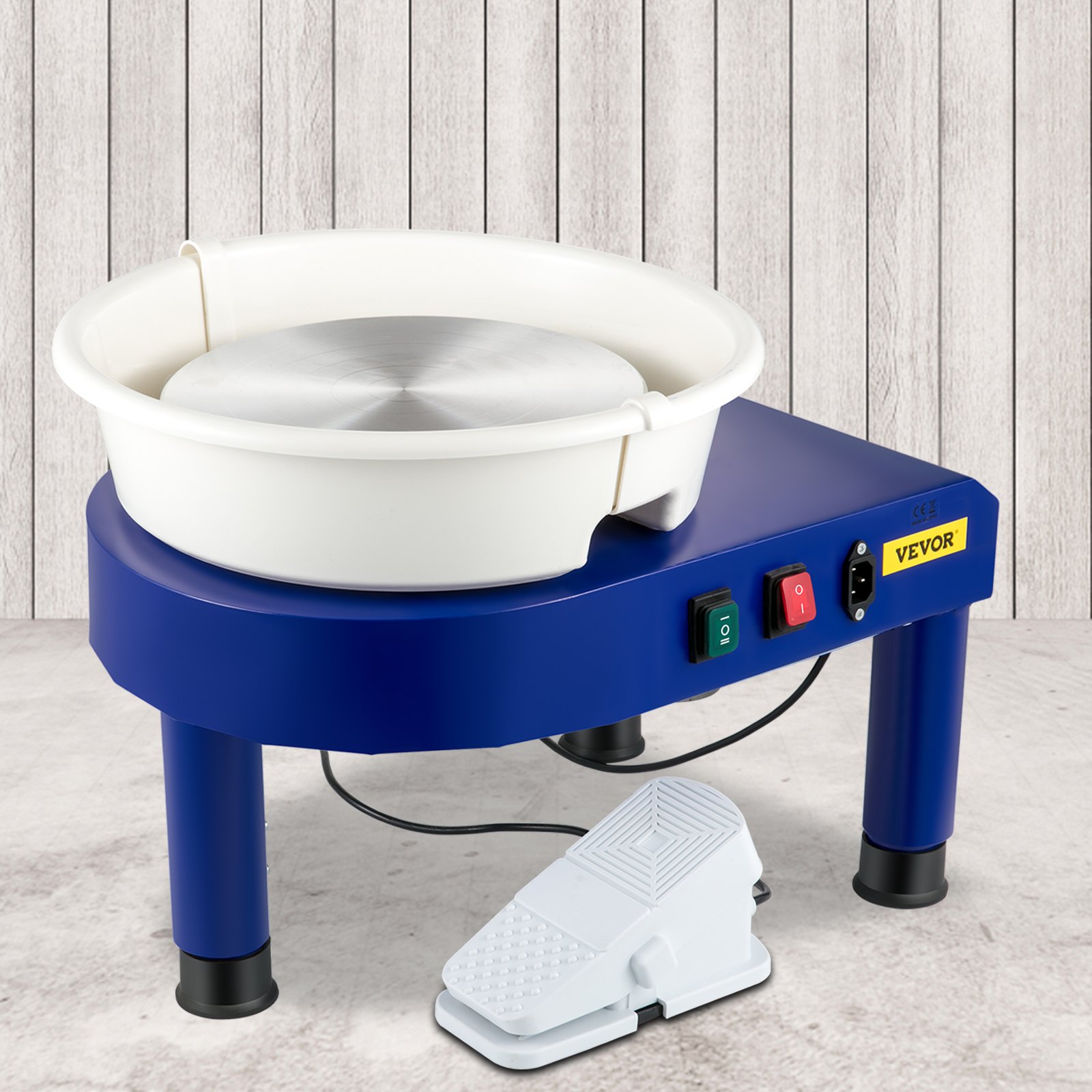 VEVOR Máquina Eléctrica de Cerámica con 16 Herramienta de Modelado, 14 pulgadas de Tamaño del Tocadisco, Máquina de Rueda de Cerámica 0-300r/min, 65x42x42cm Máquina de Formación de Cerámica Azul