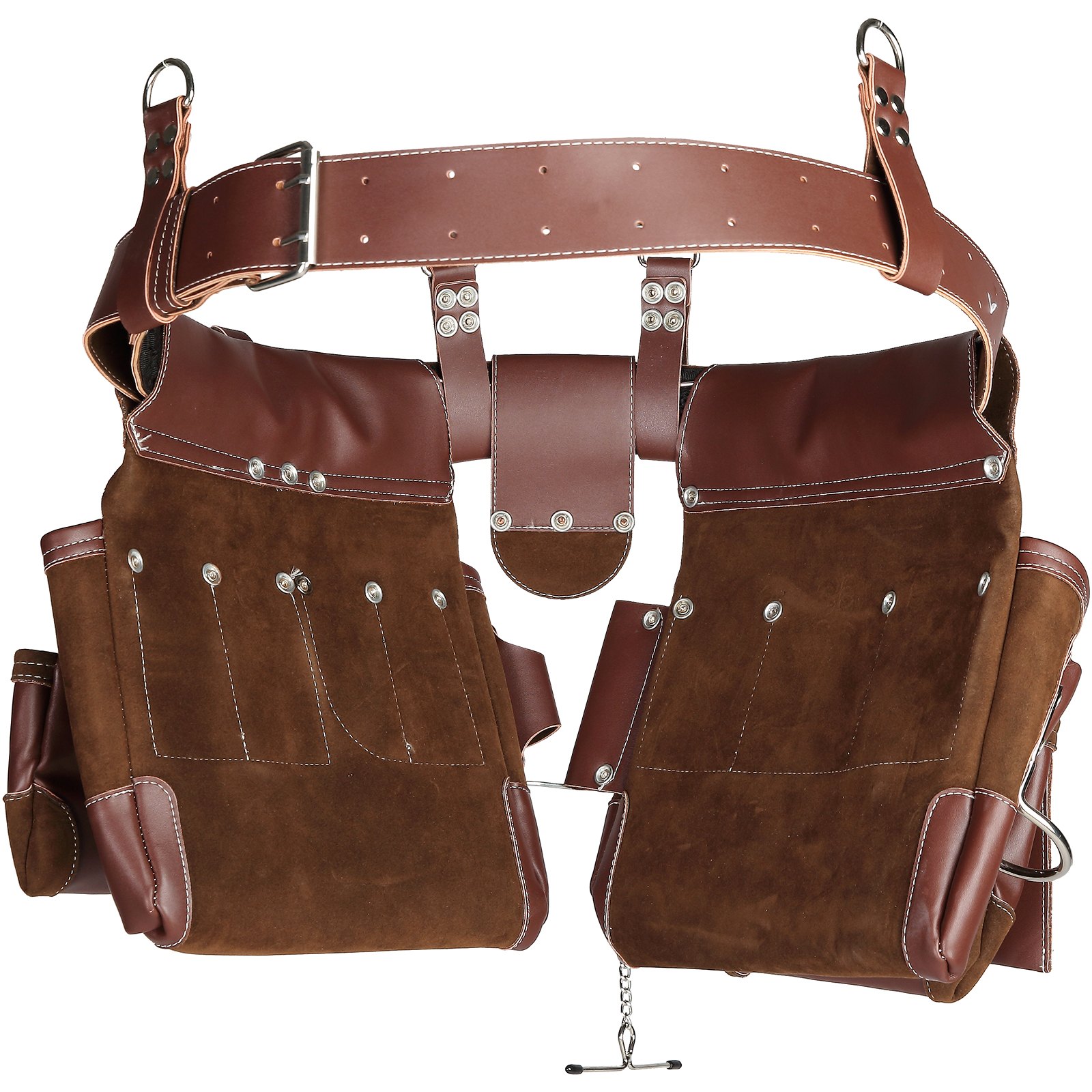 VEVOR Tool Belt with 22 Pockets, Adjustable from 73.6 to 137.2 cm, Premium PU Heavy-Duty Tool Pouch, Detachable Tool Bag for Electricians, Carpenters, DIY Enthusiasts, Woodworkers, Construction Workers, Brown