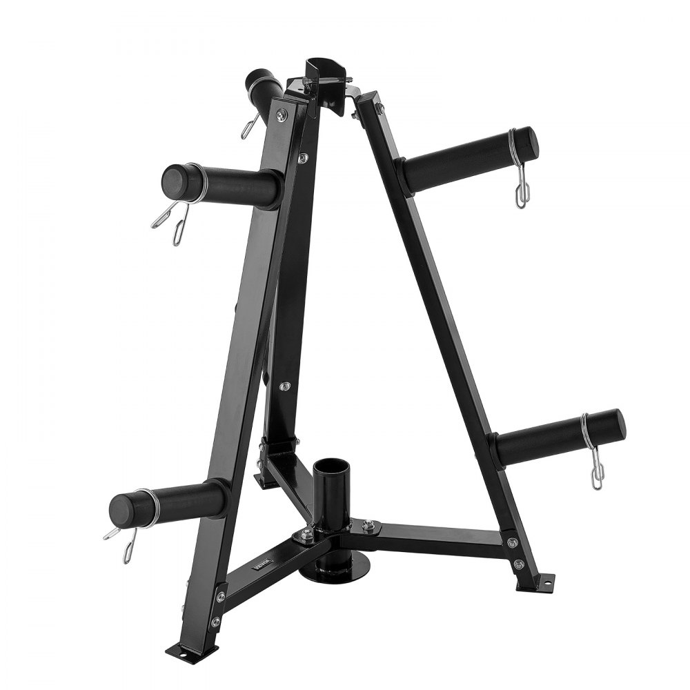 VEVOR Soporte para Discos de Pesas Estándar, Capacidad de Carga de 136 kg, Soporte para Almacenar Pesas, Soporte para Barras de Gimnasio en Casa, Color Negro, Soldadura Completa, 735 x 830 x 855 mm