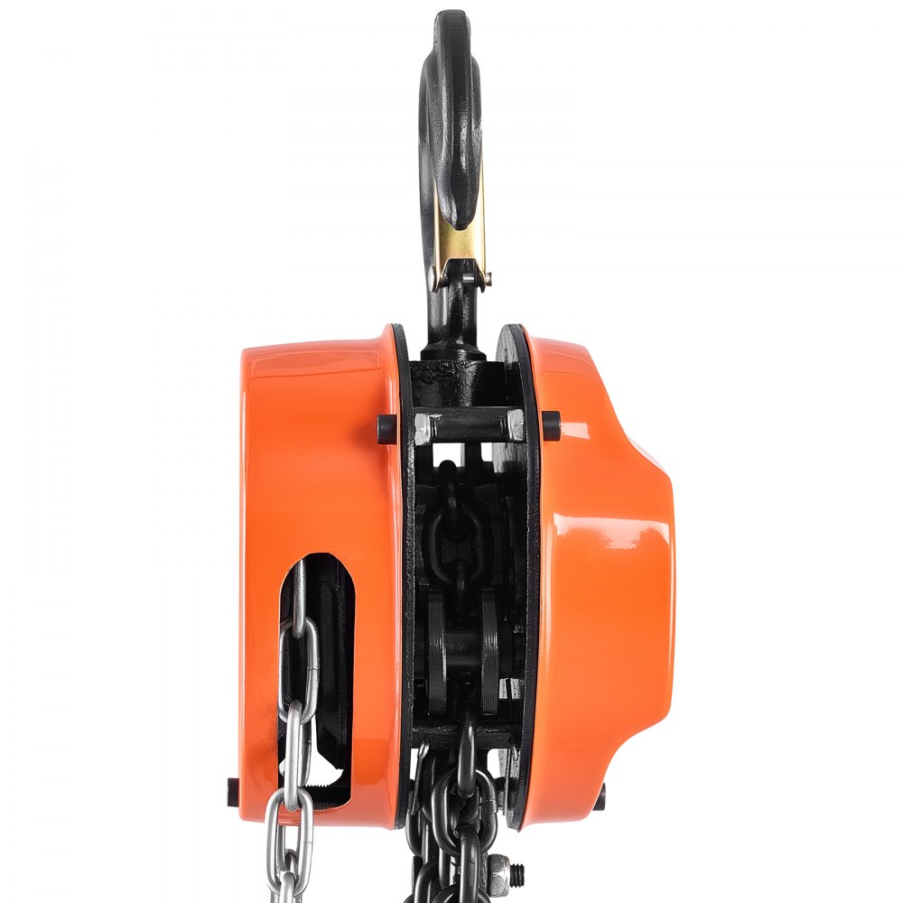 VEVOR Polipasto de Cadena Manual, Polipasto de Polea Resistente con Cadena Galvanizada G80 Mejorada, Altura de Elevación de 6 m Carga de 2 T para Garaje, Almacén y Maquinaria Automotriz, Naranja