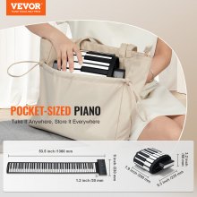 VEVOR Teclado de Piano Enrollable 88 Teclas Recargable 128 Tonos de Ritmos