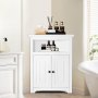 VEVOR Armario de Almacenamiento de Esquina de 645 x 325 x 845 mm, Armario de Almacenamiento Pequeño de 3 Niveles con 2 Puertas de Madera y Estantes Ajustables para Sala de Estar, Cocina, Baño, Blanco
