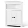 VEVOR Armario de Almacenamiento de Esquina de 645 x 325 x 845 mm, Armario de Almacenamiento Pequeño de 3 Niveles con 2 Puertas de Madera y Estantes Ajustables para Sala de Estar, Cocina, Baño, Blanco