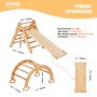 VEVOR Triángulos Pikler 5 en 1 Juguetes de Escalada para Niños Color Madera, M