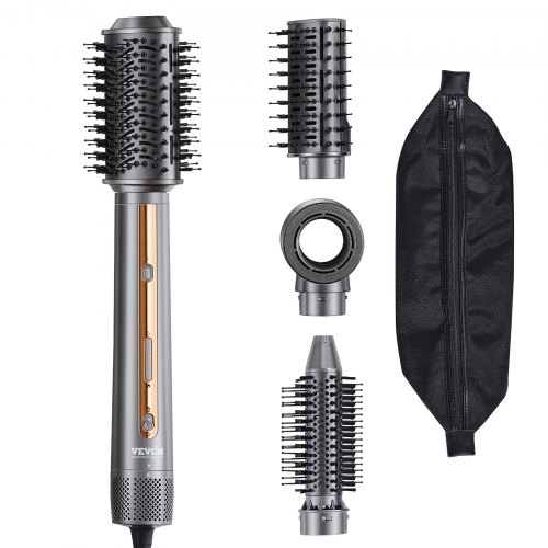 VEVOR Cepillo Secador y Moldeador de Cabello Multifunción 4 en 1, 110 000 RPM con 3 Cepillos y 1 Boquilla, Cepillo Secador de 4 Temperaturas y 3 Velocidades a Rizar, Peinar y Dar Volumen, 330 x 52 mm