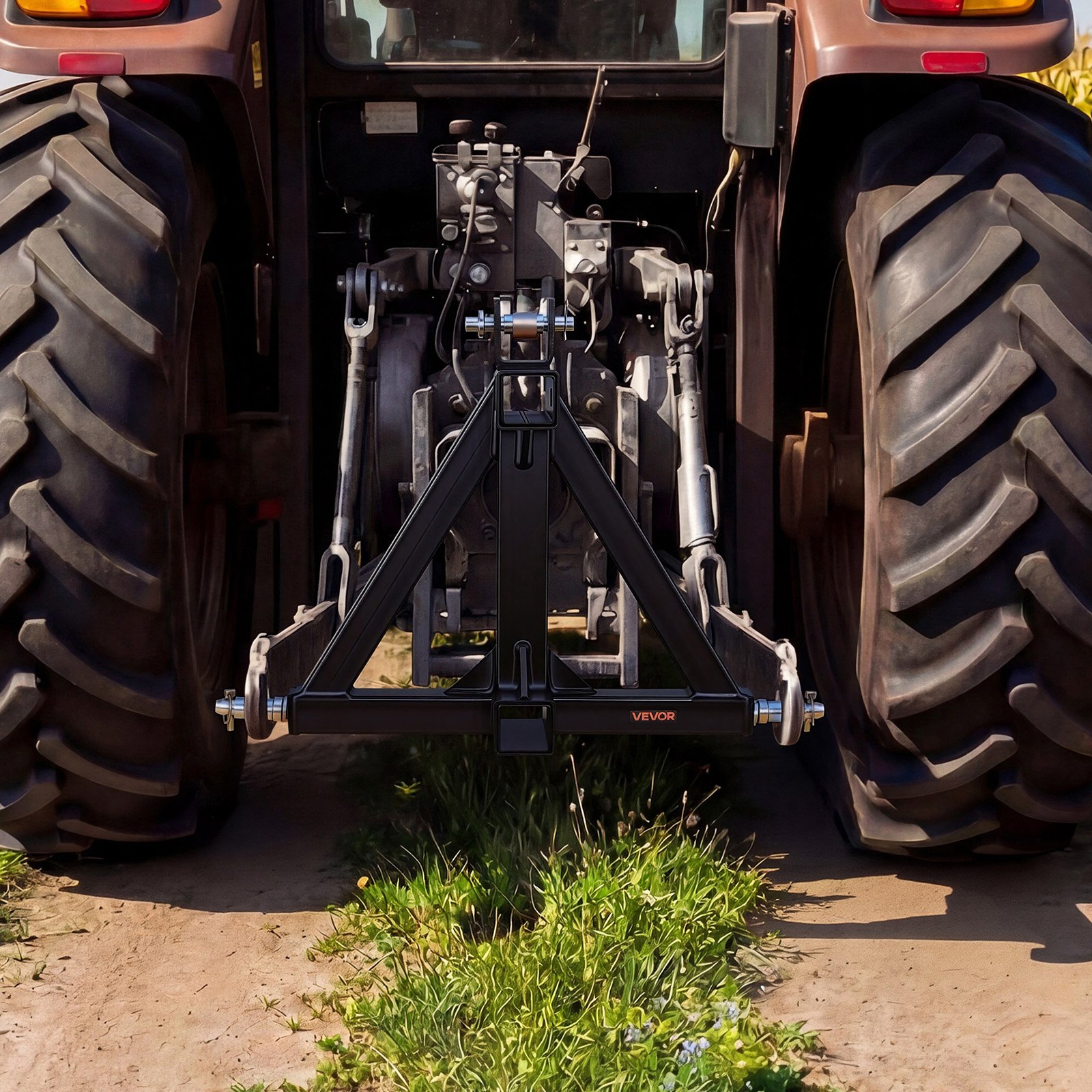 VEVOR Enganche de Remolque de 3 Puntos, Receptor de 508 mm, Adaptador de Acoplamiento con 3 Pasadores, Tractores de Categoría 1, Compatible con Kubota Mahindra Ford Yanmar John Deere Massey Ferguson