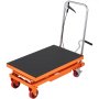 VEVOR Mesa Elevadora Hidráulica Carro Capacidad de Carga 150 kg Elevador Manual de Doble Tijera Altura de Elevación 1270 mm 4 Ruedas Cojín Antideslizante para Manipulación Transporte, Naranja