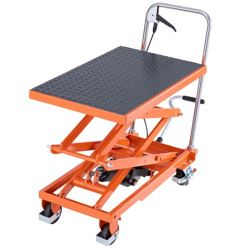 VEVOR Mesa Elevadora Hidráulica, Capacidad de 226,8 kg, Altura de Elevación de 300-1200 mm, Carrito de Mesa Elevadora de Tijera Doble con 4 Ruedas y Almohadilla Antideslizante para Manipulación