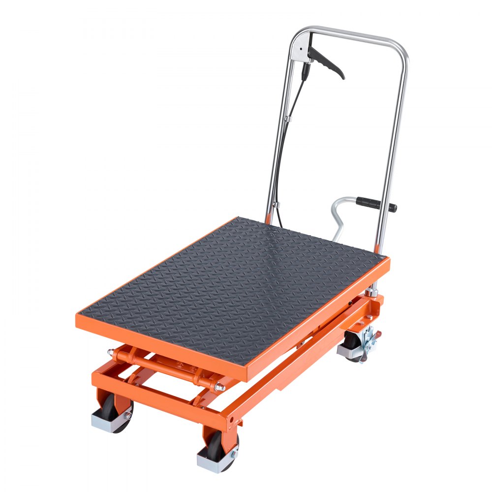 VEVOR Mesa Elevadora Hidráulica, Capacidad de 226,8 kg, Altura de Elevación de 300-1200 mm, Carrito de Mesa Elevadora de Tijera Doble con 4 Ruedas y Almohadilla Antideslizante para Manipulación