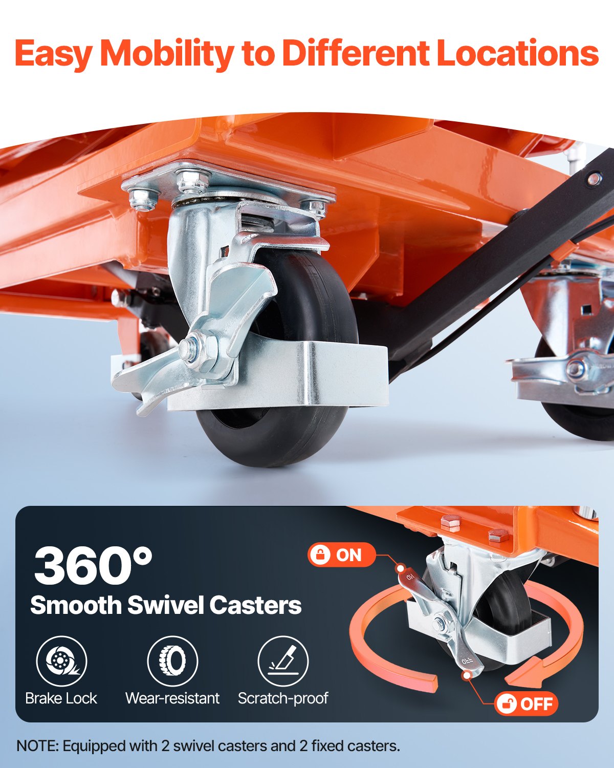VEVOR Mesa Elevadora Hidráulica, Capacidad de 226,8 kg, Altura de Elevación de 300-1200 mm, Carrito de Mesa Elevadora de Tijera Doble con 4 Ruedas y Almohadilla Antideslizante para Manipulación