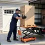 VEVOR Mesa Elevadora Hidráulica Carga Máx. 350 kg Elevación Máx. 127 cm, Carro Hidráulico de Doble Tijera, con Pedal, Mango Plegable, Descenso Controlado y Ruedas PU con Freno para Almacén y Taller