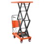 VEVOR Mesa Elevadora Hidráulica Carga Máx. 350 kg Elevación Máx. 127 cm, Carro Hidráulico de Doble Tijera, con Pedal, Mango Plegable, Descenso Controlado y Ruedas PU con Freno para Almacén y Taller