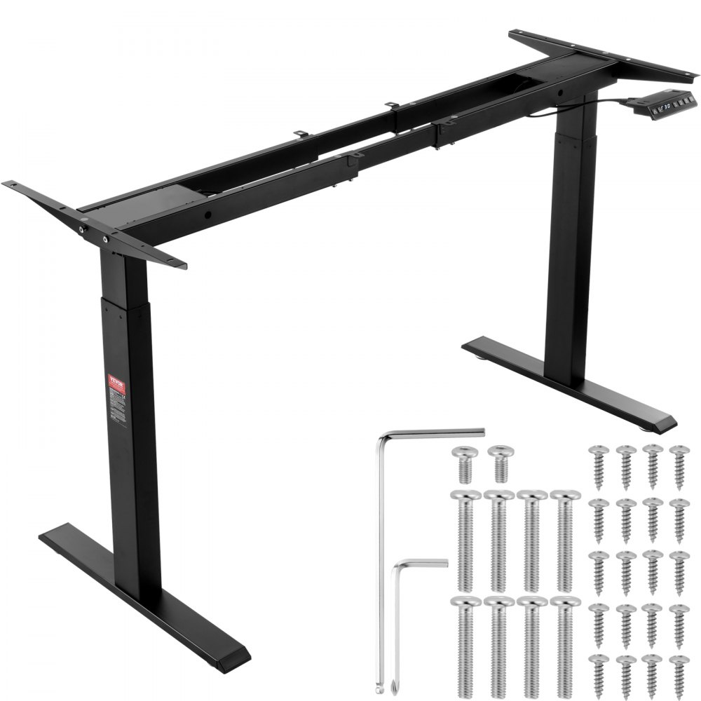 VEVOR Marco de Escritorio de Pie con Motor Dual Altura Ajustable 70-117 cm Patas Eléctricas para Escritorio Longitud de 110-178 cm Base de Estación de Trabajo para Hogar, Oficina, Solo Marco, Negro