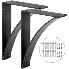 VEVOR Escuadras Abatibles 22,9 x 30,5 x 10,2 cm, Soportes para Estantes con Capacidad de Carga 204 kg, Soporte Estantería, Escuadras Estanterías, Soporte Escuadra, Material de Acero, Color Negro Mate