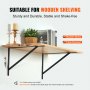 VEVOR Soporte para Estante, Soportes para Estante Flotantes Resistentes, Soporte para Estante Triangular de Color Negro, Soportes para Estantería de Acero con Capacidad de Carga de 160 Libras