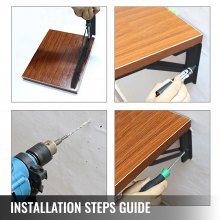 VEVOR Escuadras Abatibles de Material Acero, Soportes para Estantes de 2 Piezas, Soporte Estantería 54x60x4,5 cm, Escuadras Estanterías de Espesor 25 mm, Capacidad de 500 Libras con Tornillos y Llaves