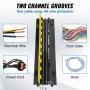 VEVOR Rampa de Protección de Cable Canaleta Para Cable 1 Pieza 2 Vías Canaleta Pasacables de Suelo 3,05 x 2,79 cm Protector de Cables de Tpu y Tpr