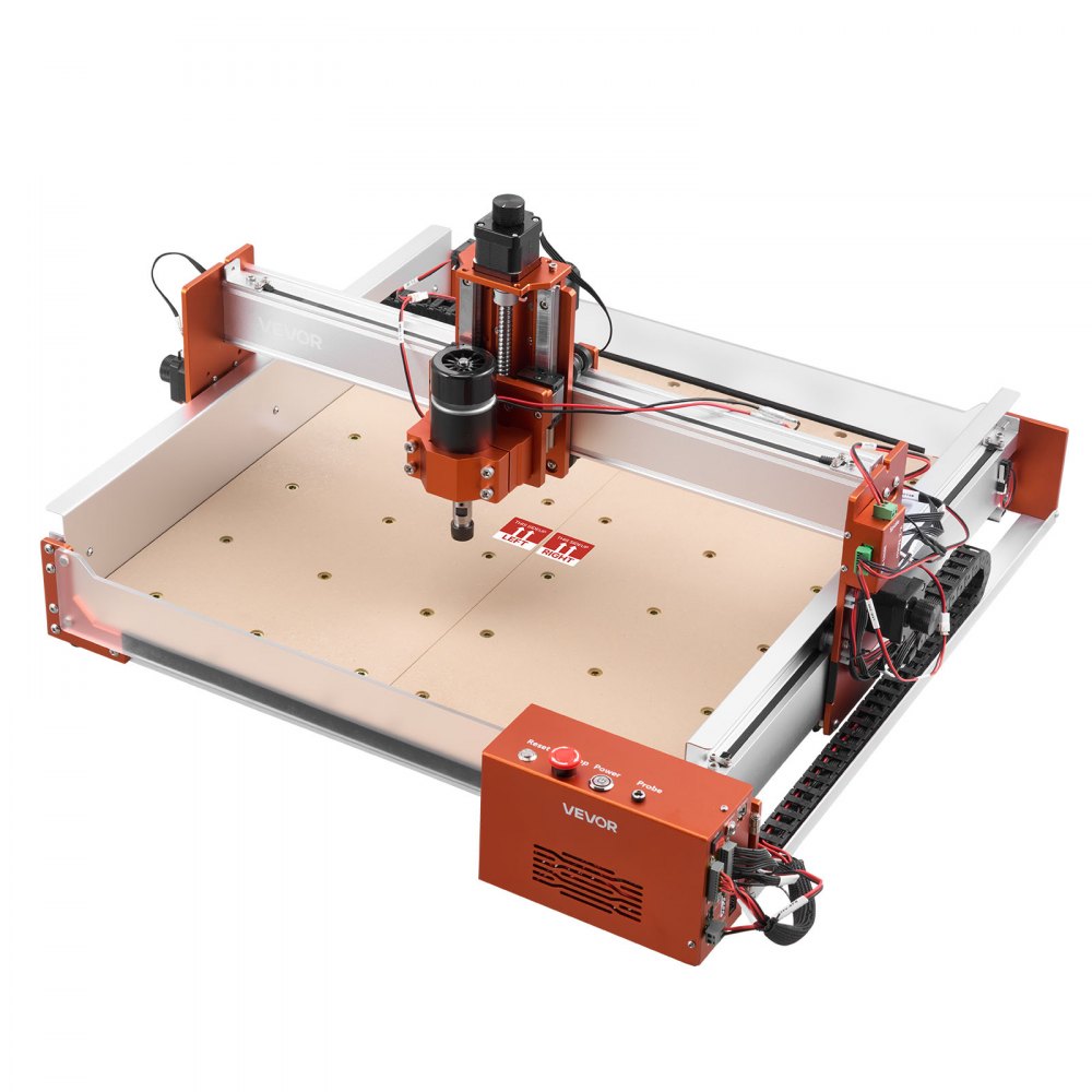VEVOR Fresadora CNC de Grabado en Madera 3 Ejes, 100 W, con Husillo, Área de Trabajo 40 x 40 x 9,5 cm, Riel Lineal y Estructura de Aleación de Aluminio, para Tallado y Corte de Madera y Acrílico
