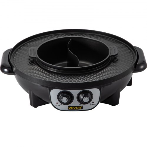 VEVOR Parrilla Eléctrica 2 en 1 para Ollas Calientes 3 L Olla Doble Parrilla Eléctrica para Barbacoa 1200 W (Olla Caliente) +1000 W (Parrilla) Parrilla Eléctrica para Cocinar Filetes, Verduras 0-240 ℃