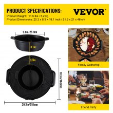 VEVOR Parrilla Eléctrica 2 en 1 para Ollas Calientes 3 L Olla Doble Parrilla Eléctrica para Barbacoa 1200 W (Olla Caliente) +1000 W (Parrilla) Parrilla Eléctrica para Cocinar Filetes, Verduras 0-240 ℃