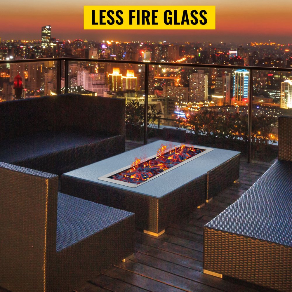 VEVOR Mesa Rectangular de Hoguera de Acero Inoxidable 201, 150 cm x 15,2 cm x 5,0 cm, Brasero Portátil de Mesa de Gas Propano, Exterior Metal para Aire Libre Brasero con Placa de Montaje Extraíble