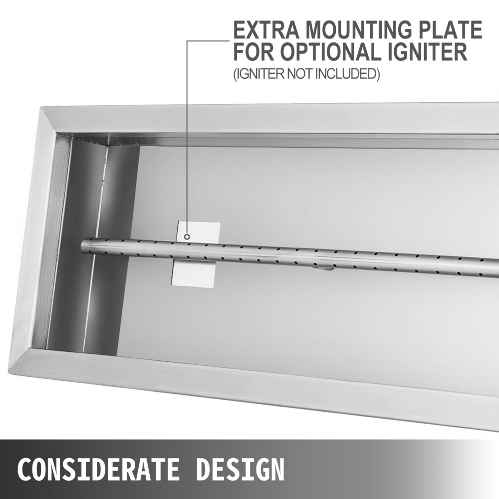 VEVOR Mesa Rectangular de Hoguera, 60 x 25 x 13 cm, Brasero Portátil de Mesa de Gas Propano, Brasero Exterior para Chimenea, Mesa de Foso de Fuego Rectangular para Chimenea, Chimenea Barbacoa Exterior