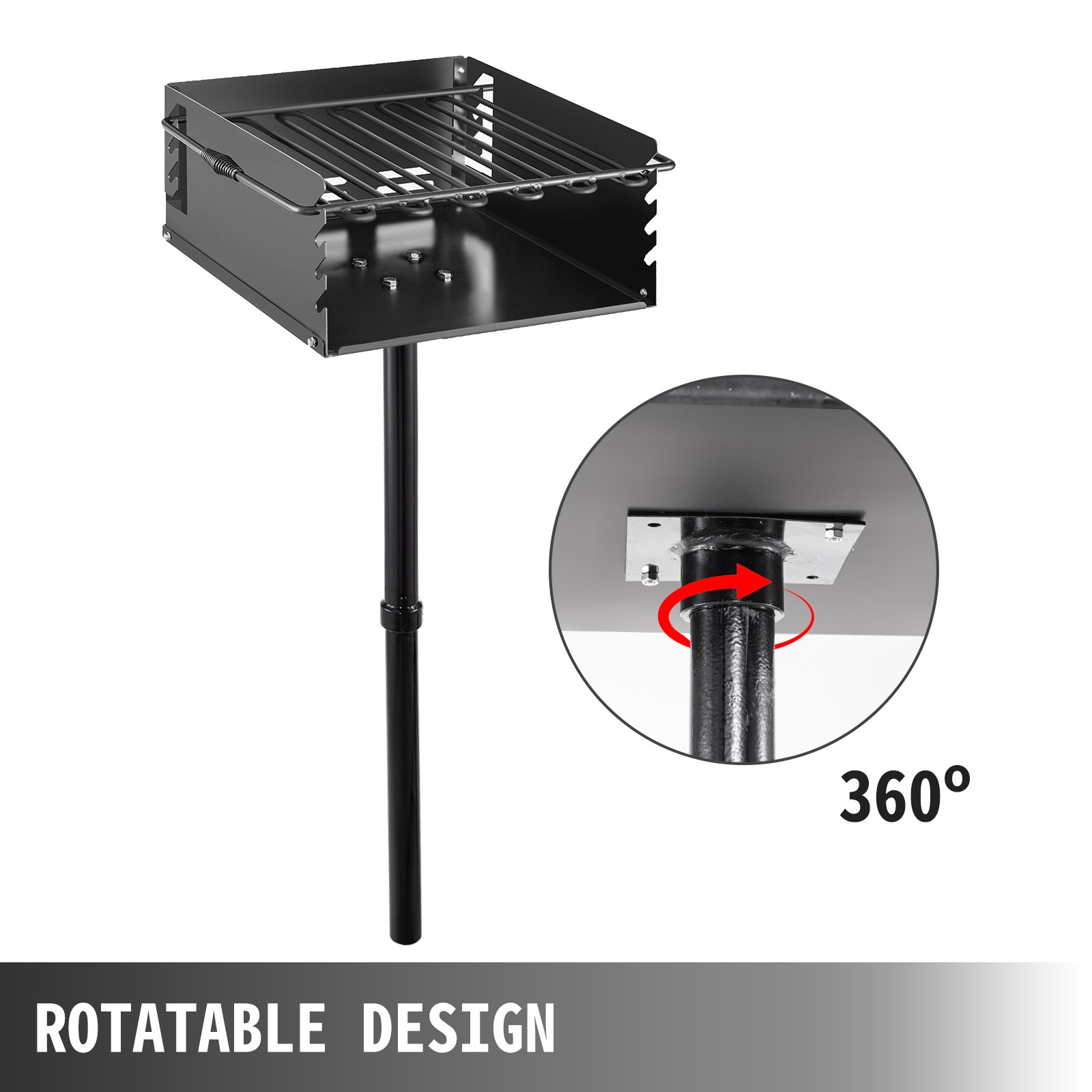 Parrilla Acero Al Carbono Para Bbq Pilar Enterrado 53,3x53,3cm Altura Ajustable