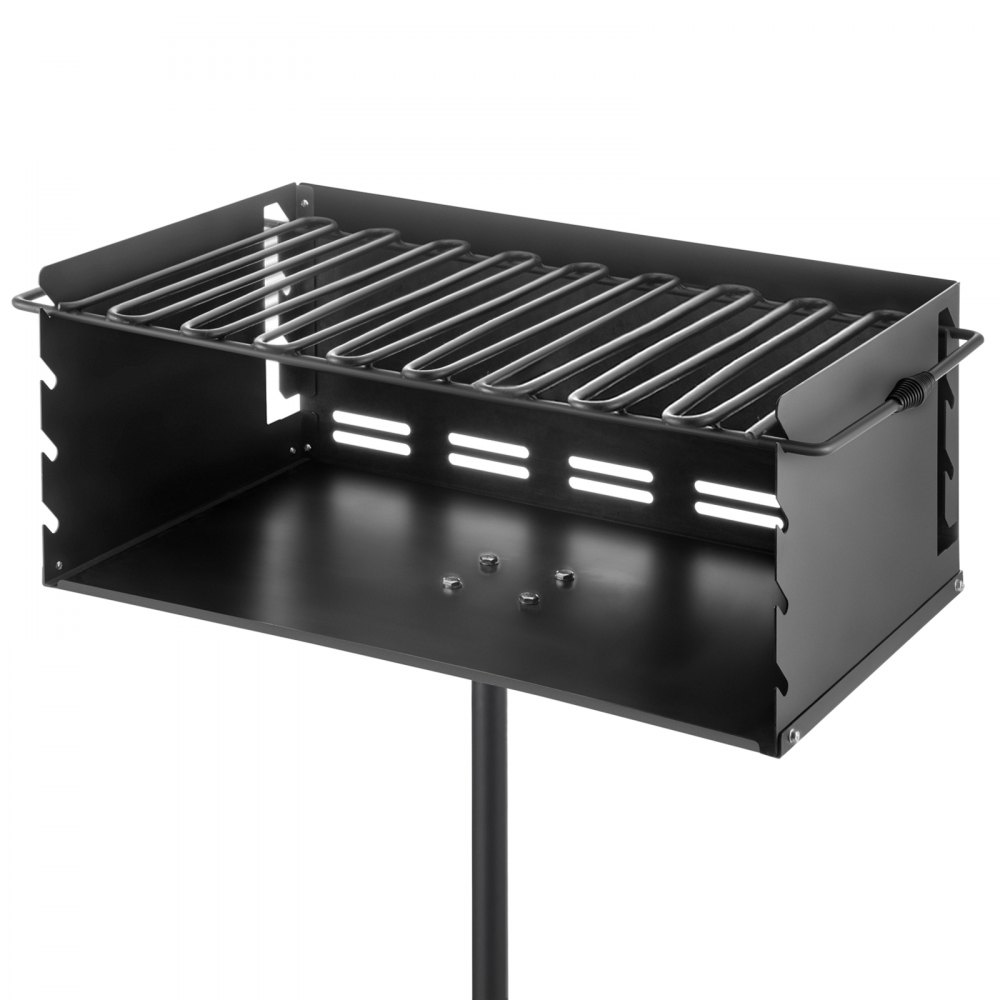 VEVOR Parrilla BBQ Acero al Carbón, Pilar Enterrado de 61 x 40,6 cm Estilo de Parque, Parrilla Barbacoa Carbono al Aire Libre Tamaño 63,5 x 43,1 x 27,9 cm, Barbacoas de Carbono y Leña