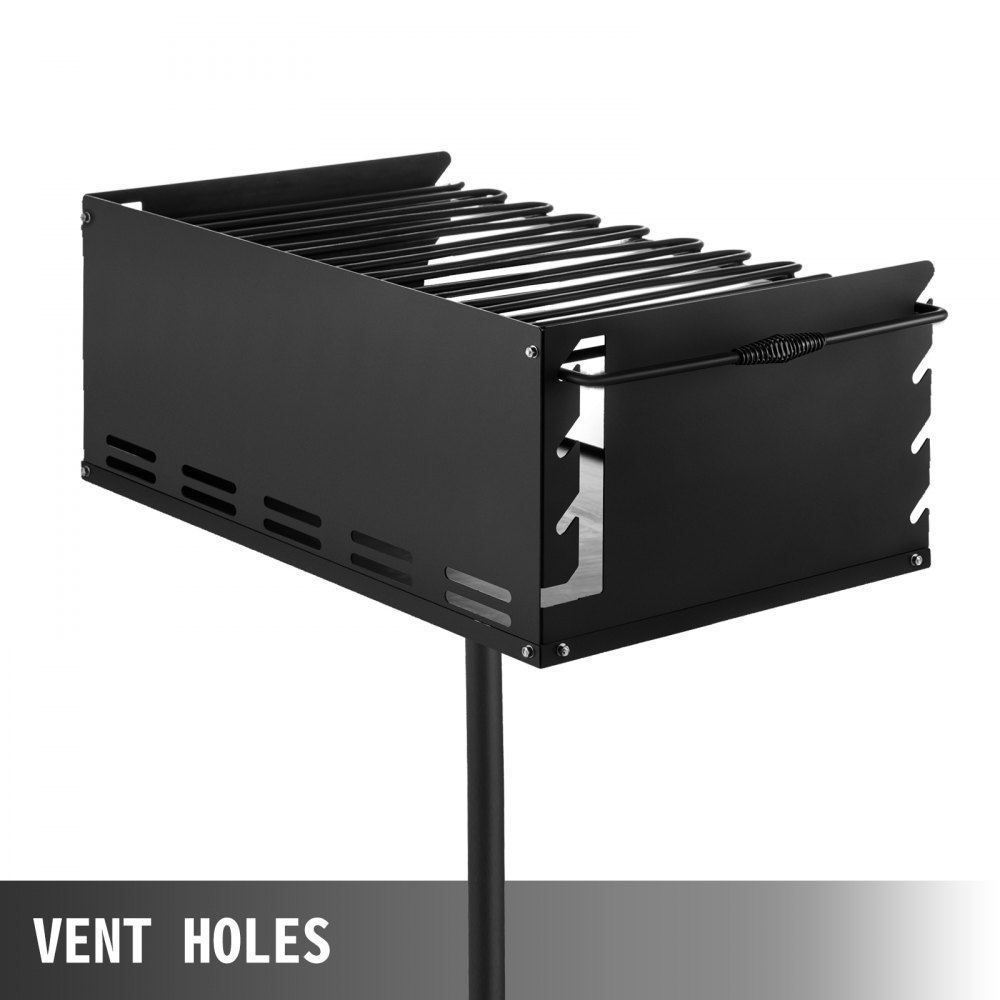 VEVOR Parrilla BBQ Acero al Carbón, Pilar Enterrado de 61 x 40,6 cm Estilo de Parque, Parrilla Barbacoa Carbono al Aire Libre Tamaño 63,5 x 43,1 x 27,9 cm, Barbacoas de Carbono y Leña