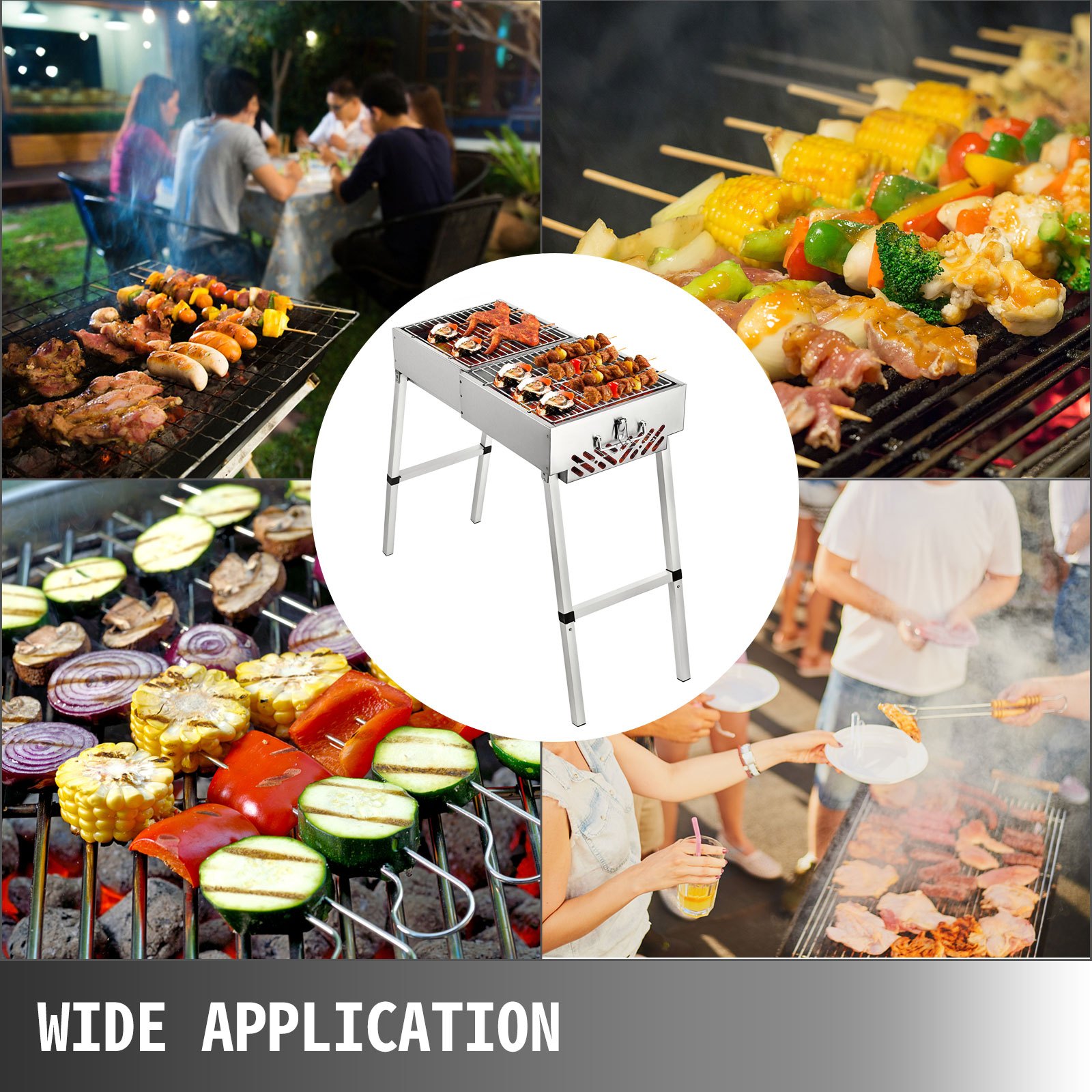 Barbacoas De Carbon Y Leña Plegable 80cmx30cm Parrilla Barbacoa 8 Kg